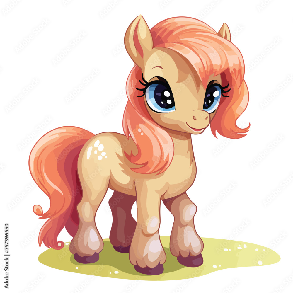 Adorable Pony Clipart isolated on white background