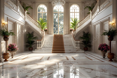 European design influences, showcasing a grand entrance, refined decor, and impeccable architectural details, in ultra-realistic 16k resolution.