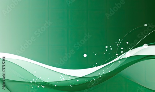 Abstract green background with waves and bubbles. Vector illustration. Clip-art