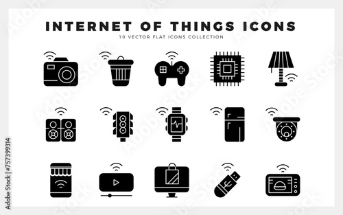 15 Internet of Things Glyph icon pack. vector illustration.