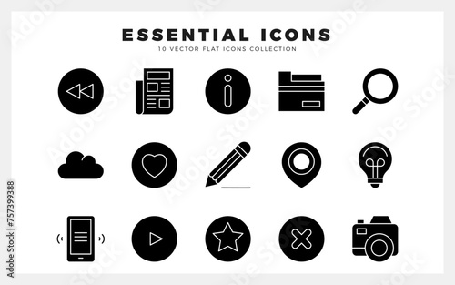 15 Essential Glyph icon pack. vector illustration. photo