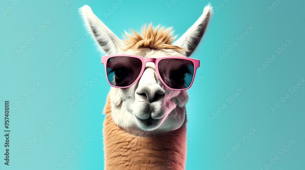 Creative animal concept, camel wearing sunglasses visor