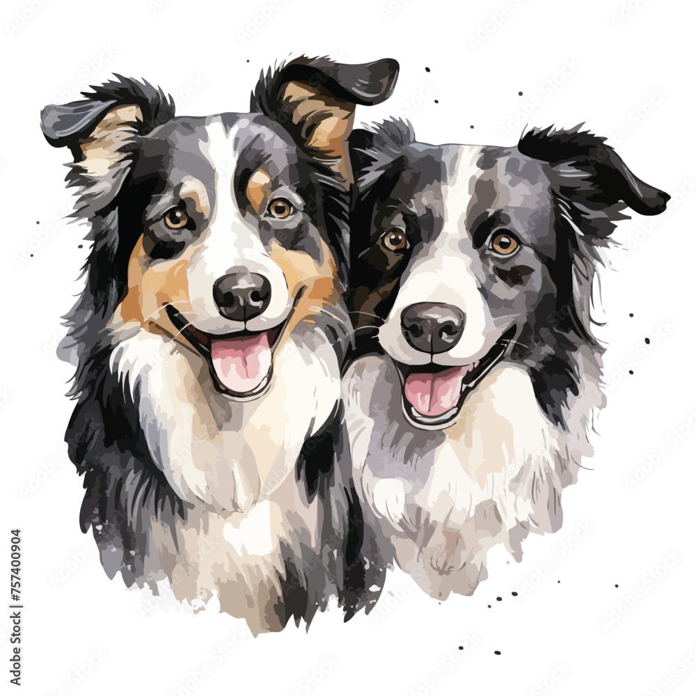 Border Collies Clipart isolated on white background