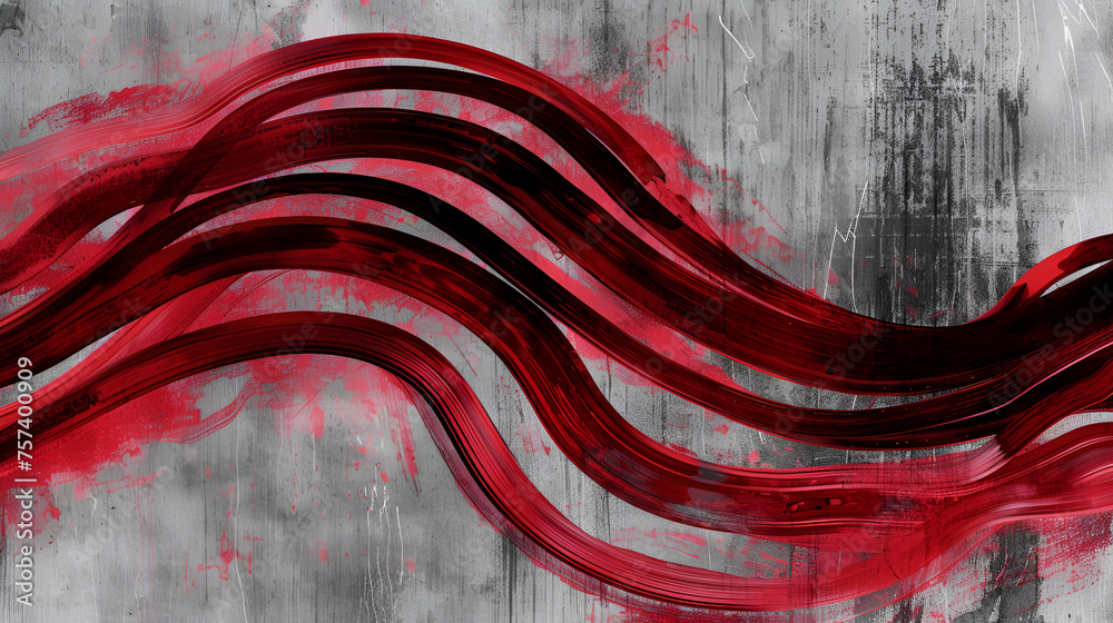 Black white red ink brush stroke. Japanese style. Vector illustration ...