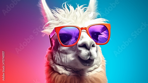 Creative animal concept, camel wearing sunglasses visor © xuan