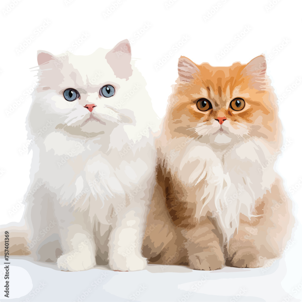British Longhair Cats Clipart isolated on white background 