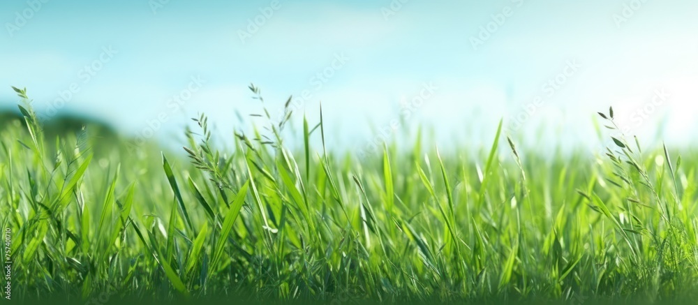 low fresh grass blue sky background with clouds low fresh grass blue sky background with clouds