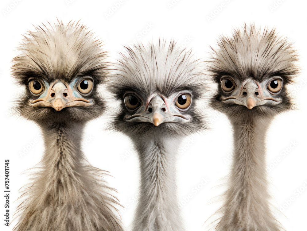 Emu collection set isolated on transparent background, transparency image, removed background