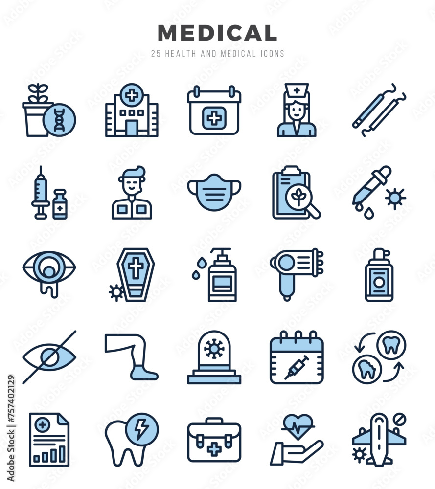 MEDICAL icons set for website and mobile site and apps.
