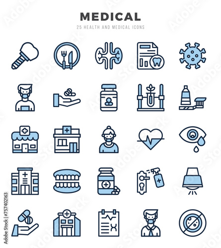 Simple Set of MEDICAL Related Vector Two Color Icons.