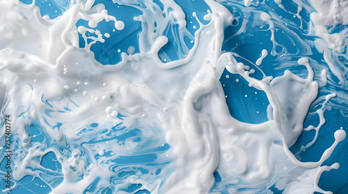 White and blue paint splashes. Abstract background. 3d rendering

