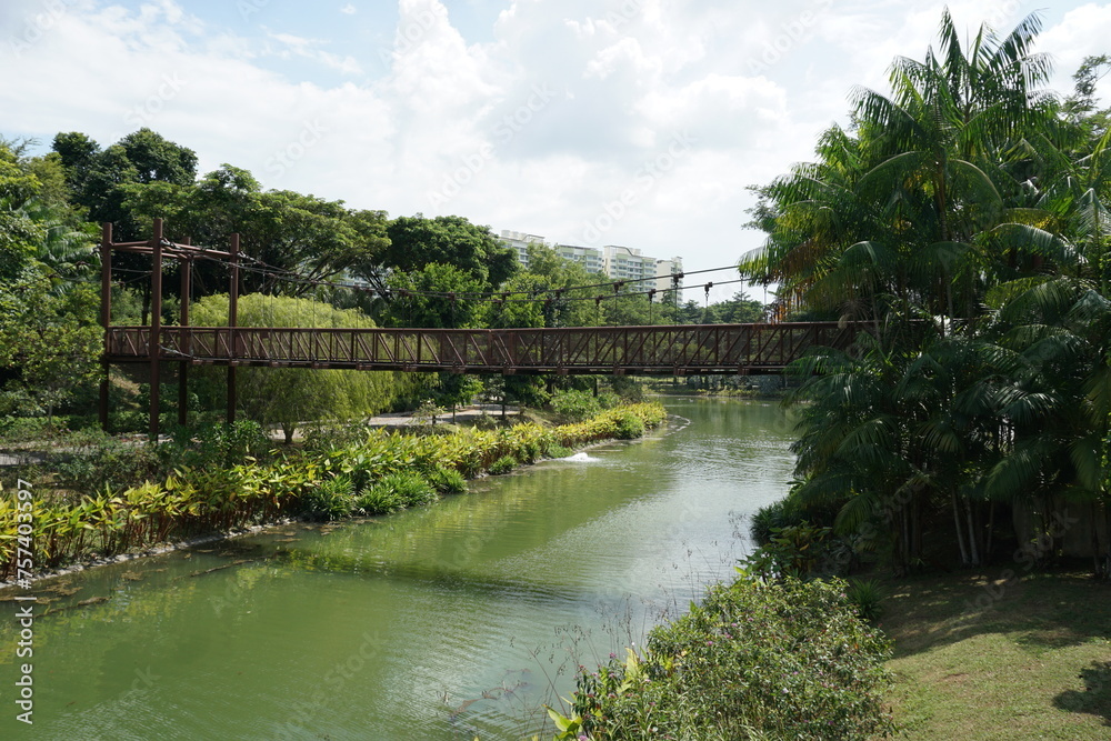 Adventure Bridge and Punggol Waterway in Punggol Waterway Park in Punggol, Singapore