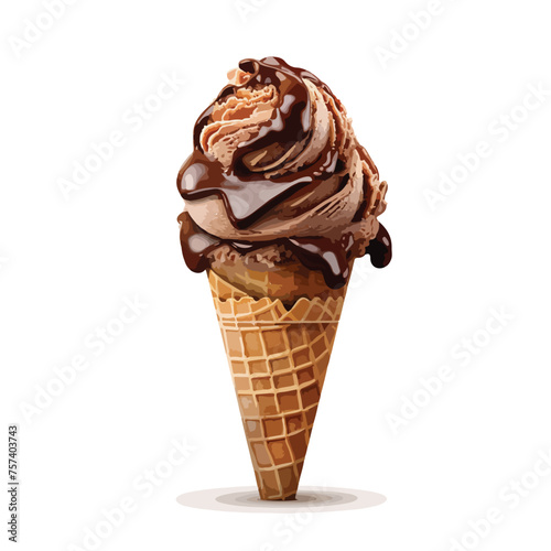 Chocolate Ice Cream Cone Clipart isolated on white background