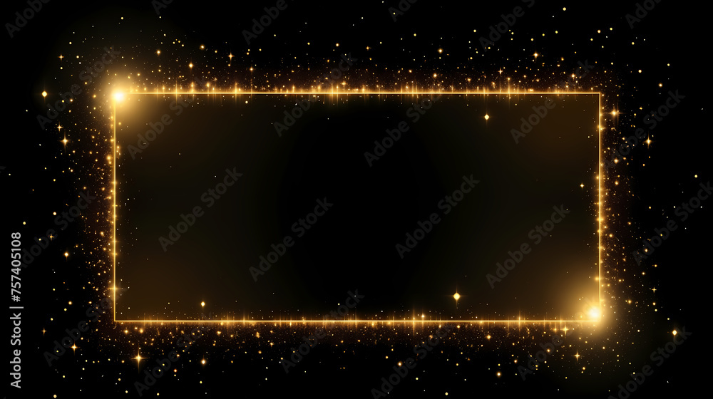Obraz premium Luxurious golden rectangular frame paired with stylish black background