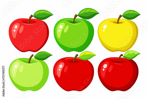 set of apples vector art illustration