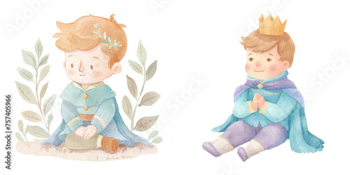  cute prince watercolour vector illustration