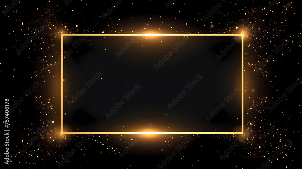 Obraz premium Luxurious golden rectangular frame paired with stylish black background