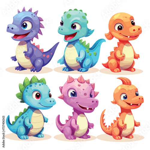 Cute Dinosaurs Clipart isolated on white background