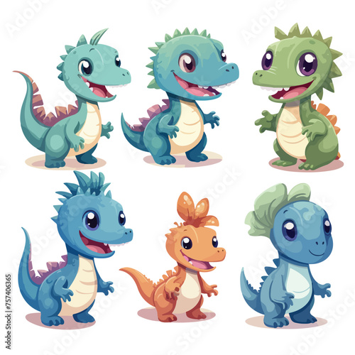 Cute Dinosaurs Clipart isolated on white background