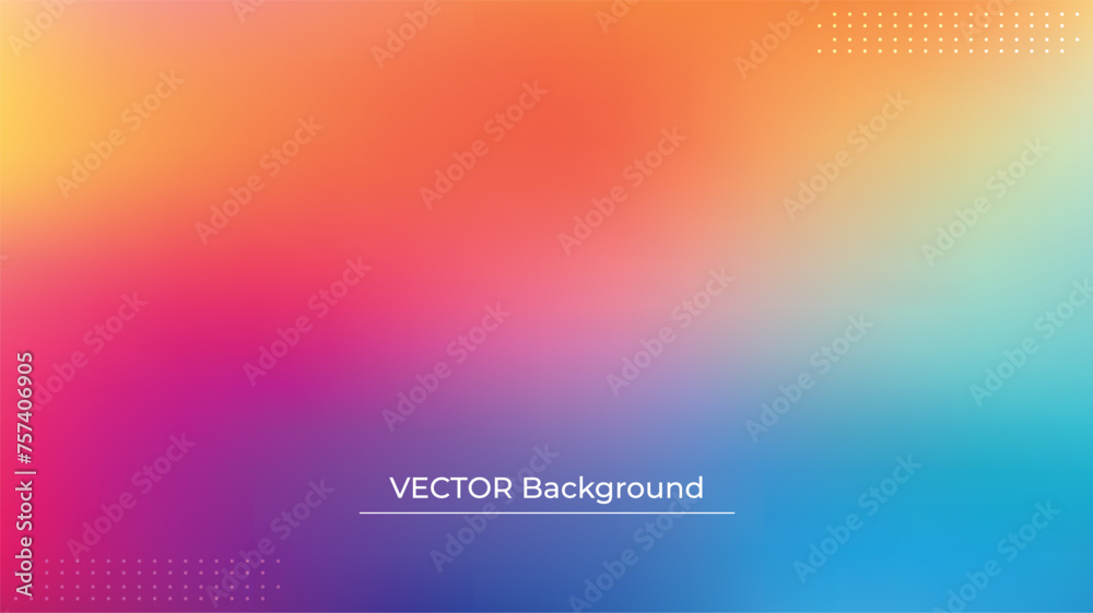 Abstract blurred gradient mesh background in bright rainbow colors. Colorful smooth banner template. Easy editable soft colored vector illustration in EPS10 without transparency