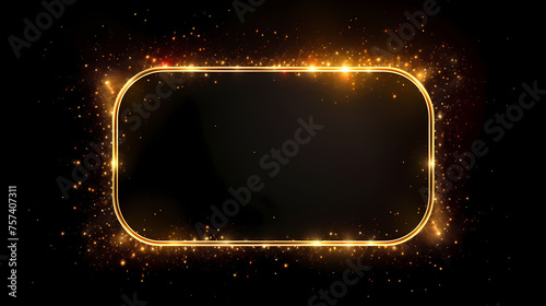 Luxurious golden rectangular frame paired with stylish black background photo