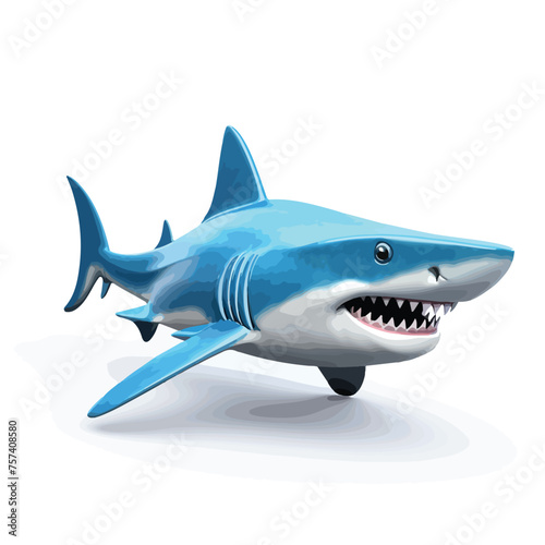 Dynamic 3D Shark Clipart isolated on white background