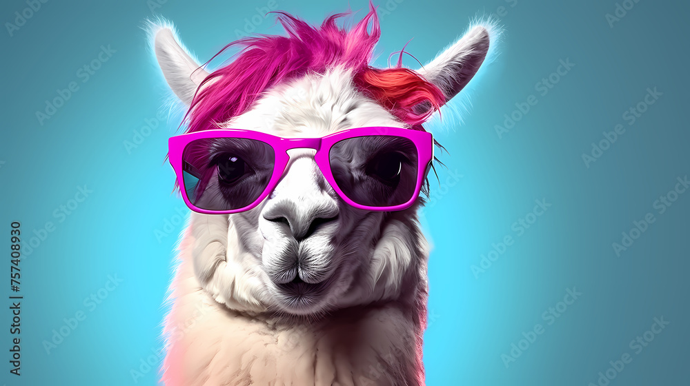 Fototapeta premium Llama wearing sunglasses
