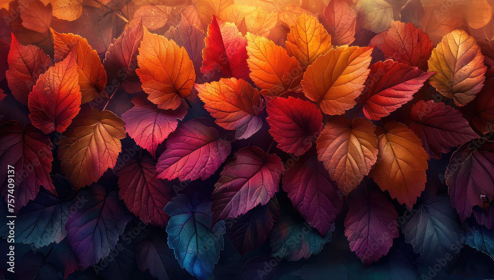 Red and yellow leaves. Created with Ai
