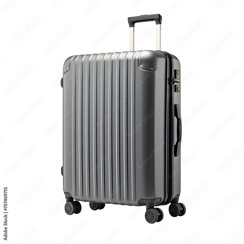 Separate silver Trolley Case on white and Transparent Background. Ai generated Separate silver Trolley Case on white and Transparent Background. Ai generated