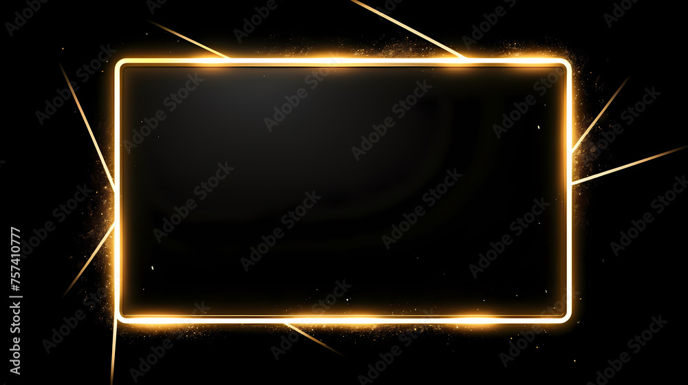 Obraz premium Abstract black background with modern classic luxury golden frame and glitter decoration