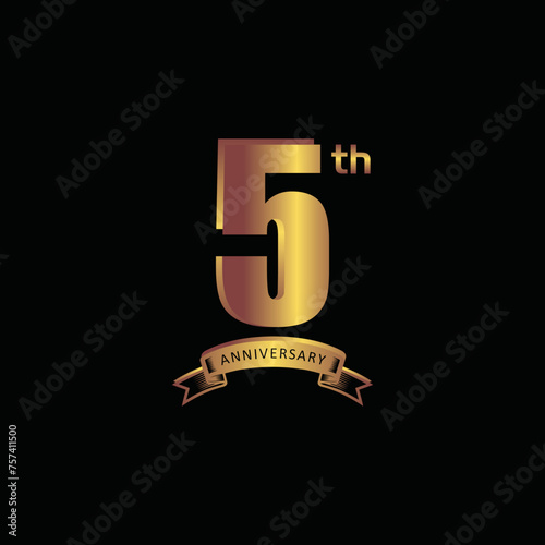 5st anniversary, Vector gold edition on black background photo