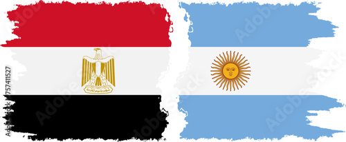 Argentina and Egypt grunge flags connection vector