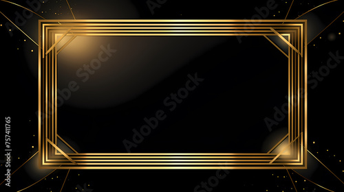 Radiant gold glitter frame on black background © ma