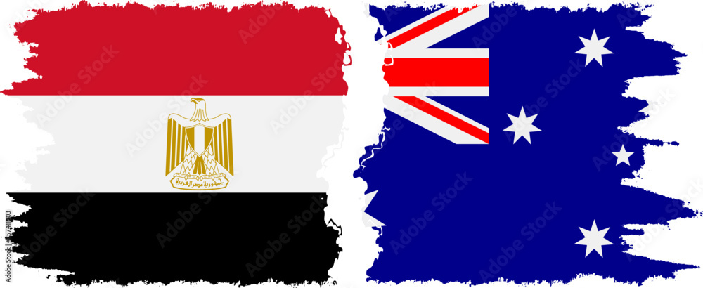 Naklejka premium Australia and Egypt grunge flags connection vector
