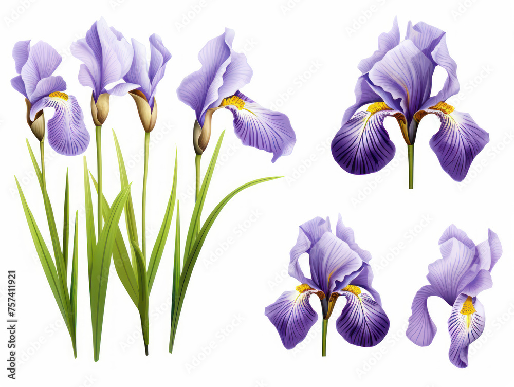 iris collection set isolated on transparent background, transparency image, removed background
