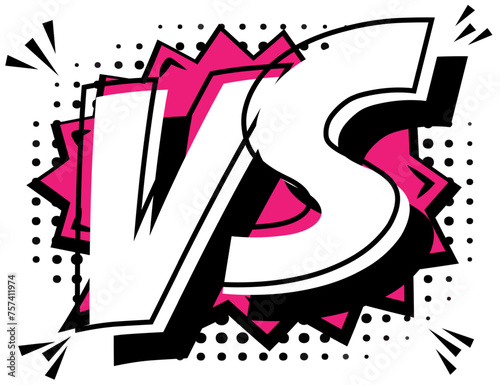 VS Comic Style Exclamation on Pop Art Dotted Background