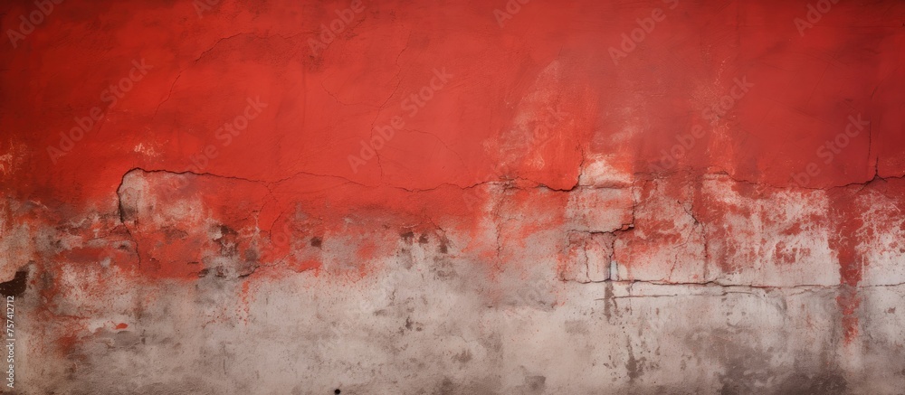 A close up view of a red and white wall resembling a vibrant piece of art against a backdrop of the natural landscape, with grass, wood, and sky in the horizon A close up view of a red and white wall resembling a vibrant piece of art against a backdrop of the natural landscape, with grass, wood, and sky in the horizon