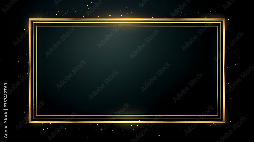 Radiant gold glitter frame on black background Radiant gold glitter frame on black background