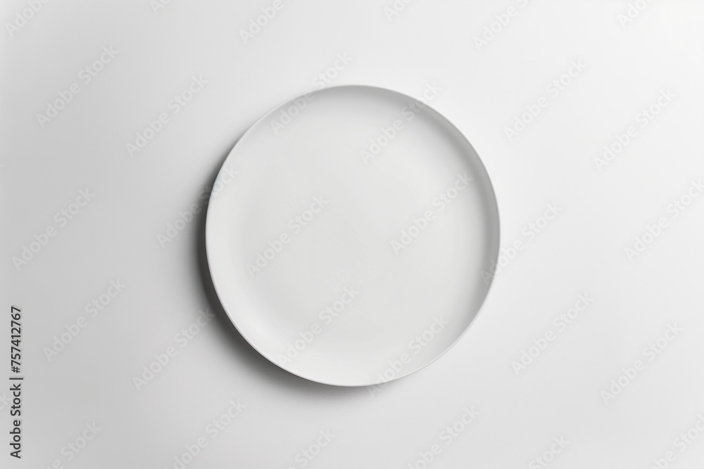 Minimalist white plate on a plain background Minimalist white plate on a plain background