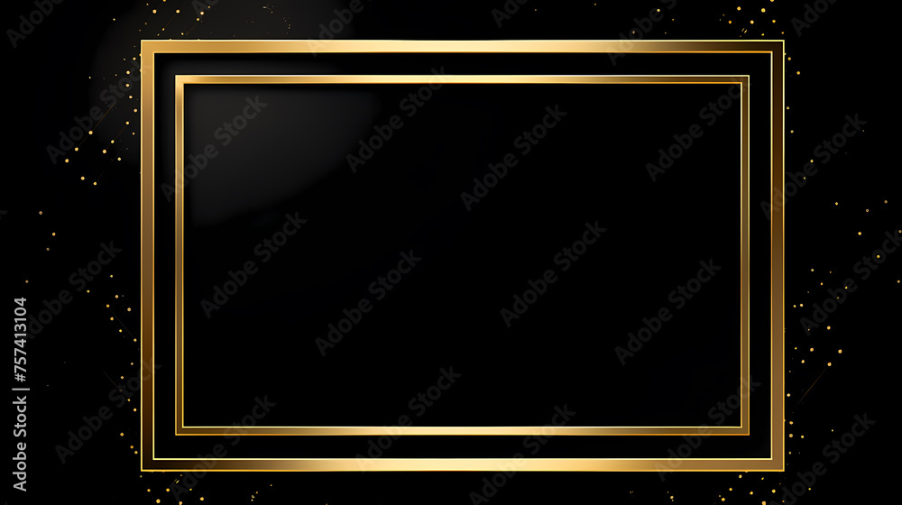 Radiant gold glitter frame on black background Radiant gold glitter frame on black background