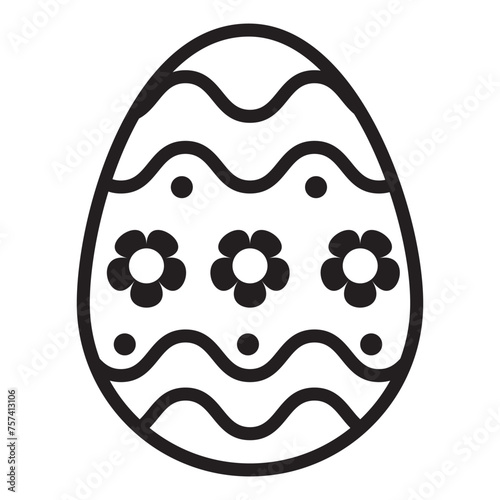 Easter Eggs in black and white outline, ester eggs icon, Easter day element. Vector illustration of egg.