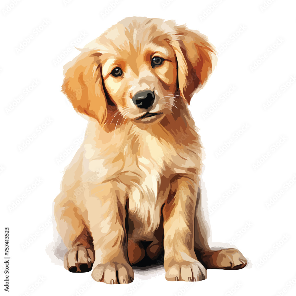 Golden Retriever Puppy Clipart isolated on white background 