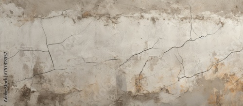 A closeup of a cracked concrete wall with a brown, beige, and woodlike pattern, showcasing the beauty of this composite building material © AkuAku