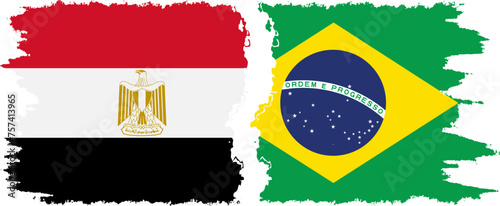 Brazil and Egypt grunge flags connection vector
