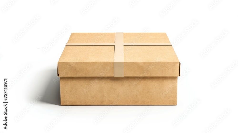 Brown cardboard box of warehouse package on white background. AI generated image Brown cardboard box of warehouse package on white background. AI generated image
