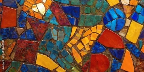 Colorful mosaic on the wall of the house. Abstract background.