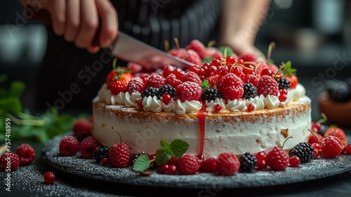 A beautifully decorated cake. AI generate illustration