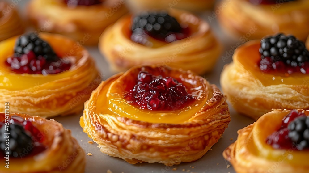 Danish pastries with fruit fillings. AI generate illustration