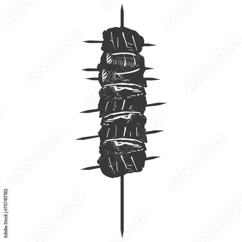 Silhouette barbeque or kebab or satay food black color only