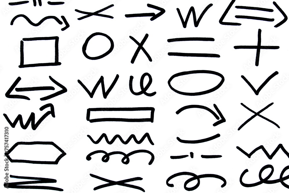 Various abstract lines and symbols drawn by hand on a white background Various abstract lines and symbols drawn by hand on a white background